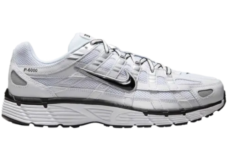 Nike P-6000 White Metallic Silver Black