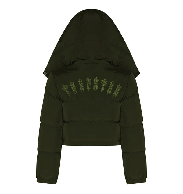 Trapstar Women's Irongate Detachable Hooded Puffer Jacket - Olive