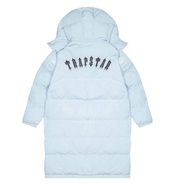 Trapstar Long Irongate Detatchable Hooded Puffer Jacket - Ice Blue